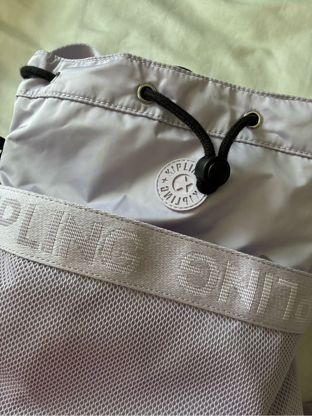 Kipling Lavender Nylon Mesh Drawstring Backpack - Picture 4 of 6